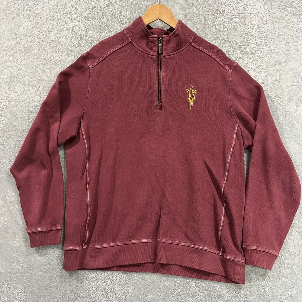 Arizona State Sun Devils Sweater Men's L Tommy Bahama Red Pullover 1/4‎ Zip